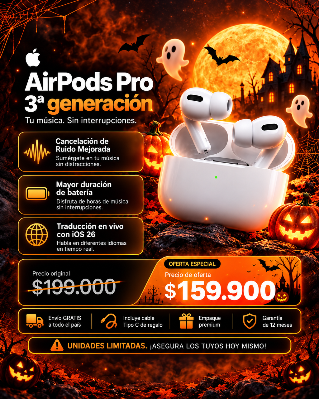Airpods Pro 3 generación (Envío, estuche y cargador GRATIS)